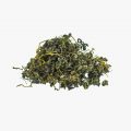 Dry gynostemma pentaphyllum leaf isolated on white blackground. Jiaogulan or Miracle grass. Chinese herbal tea.