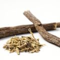 licorice root sticks and ground